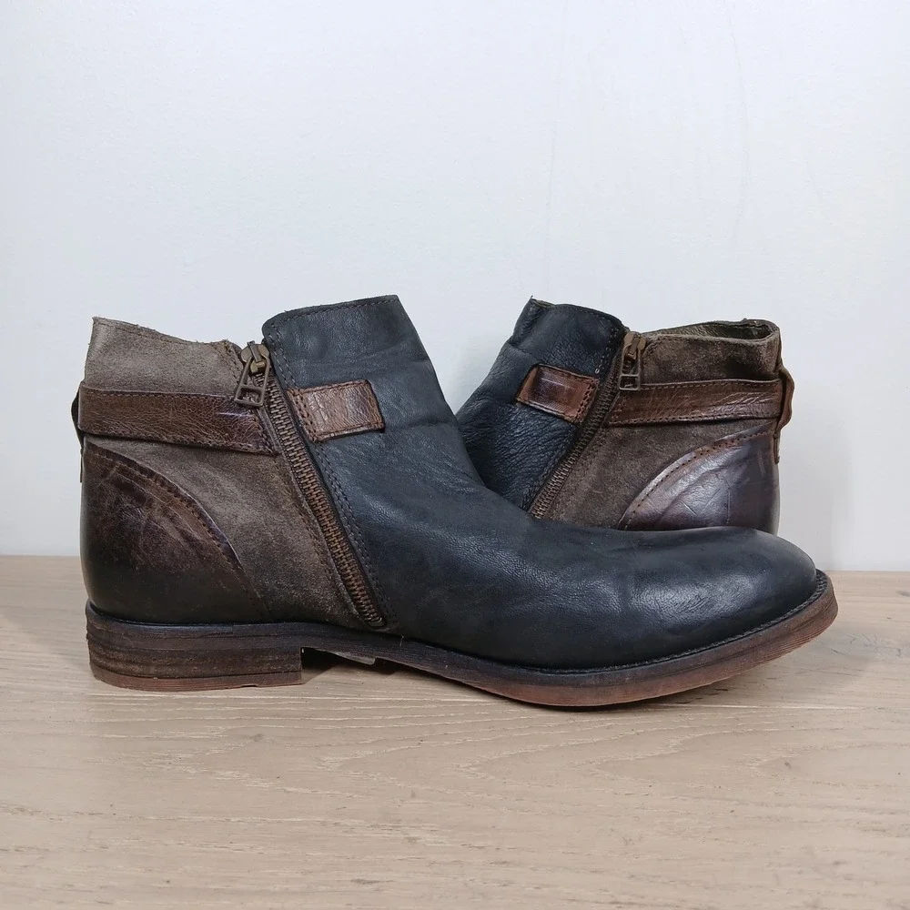 Coxx Borba McArter Boots Mens 12 Black Leather Ankle Moto Casual